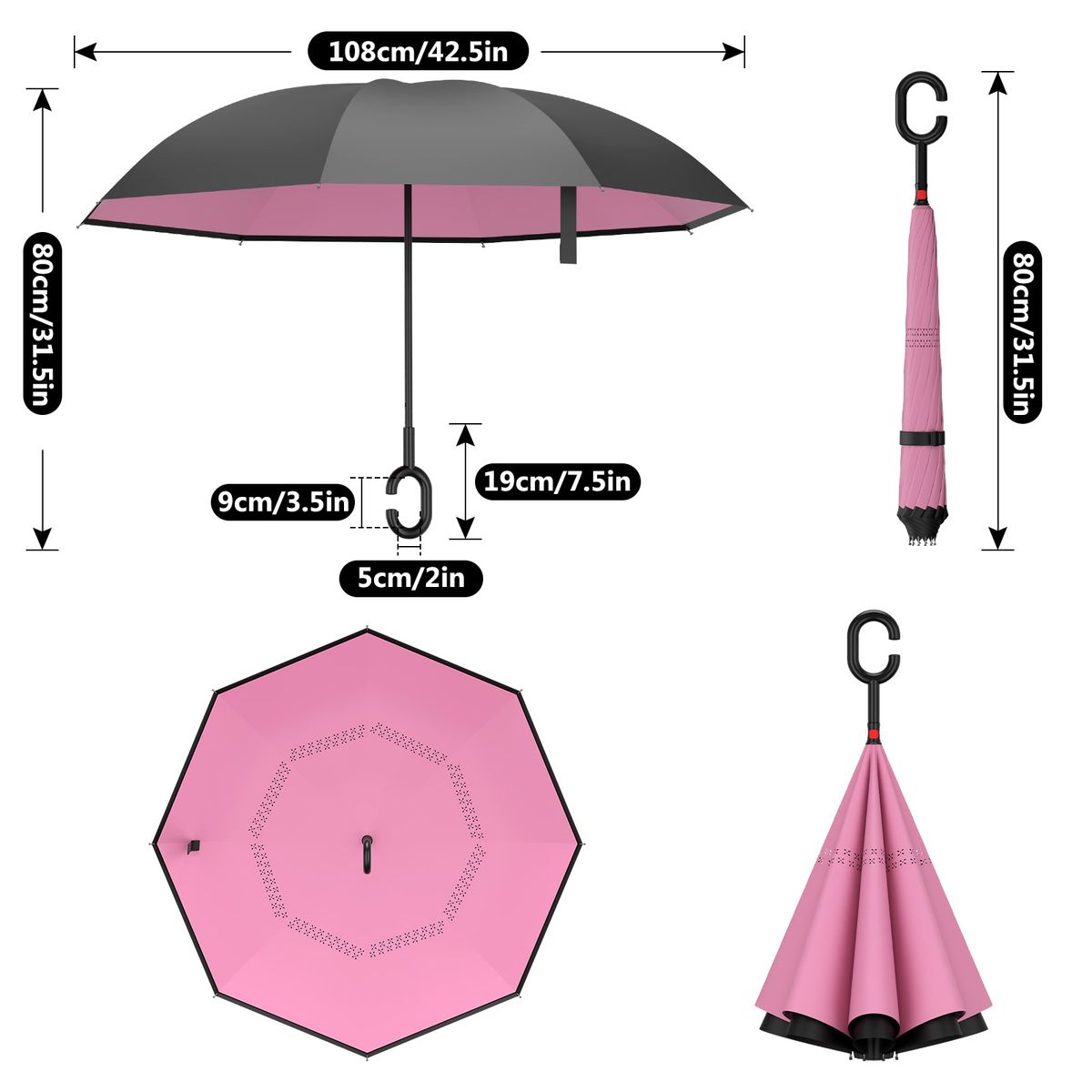 AIZO - 8 Huesos Pluvia Grandes Paraguas Rayos Uv