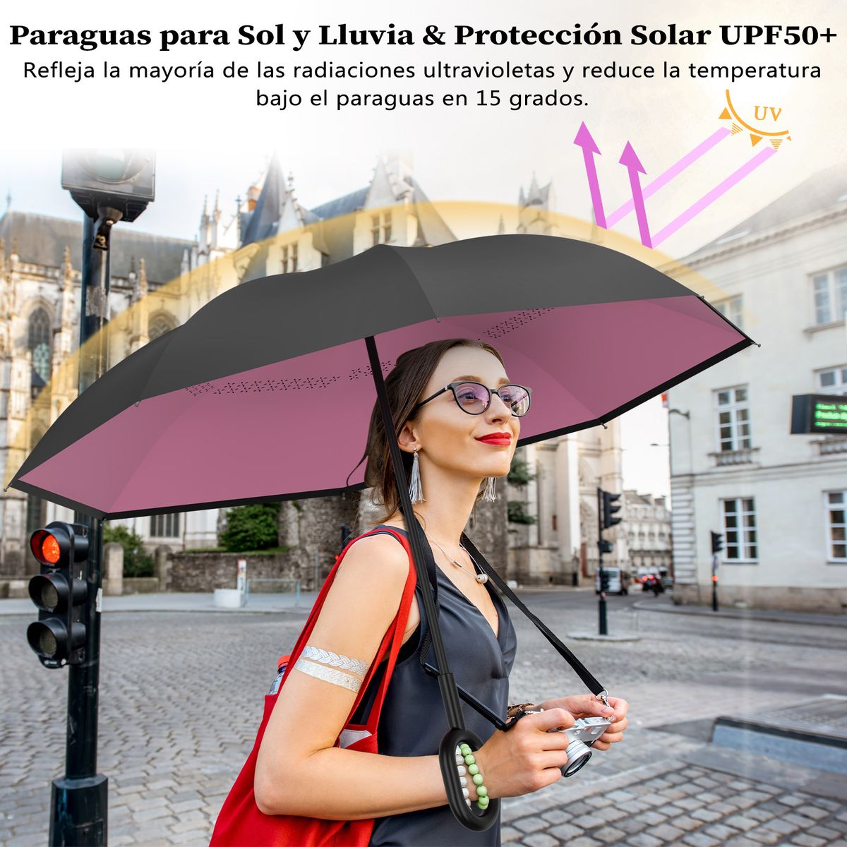 AIZO - 8 Huesos Pluvia Grandes Paraguas Rayos Uv