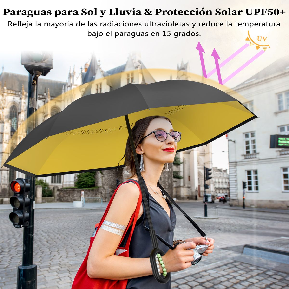 AIZO - 8 Huesos Pluvia Grandes Paraguas Rayos Uv