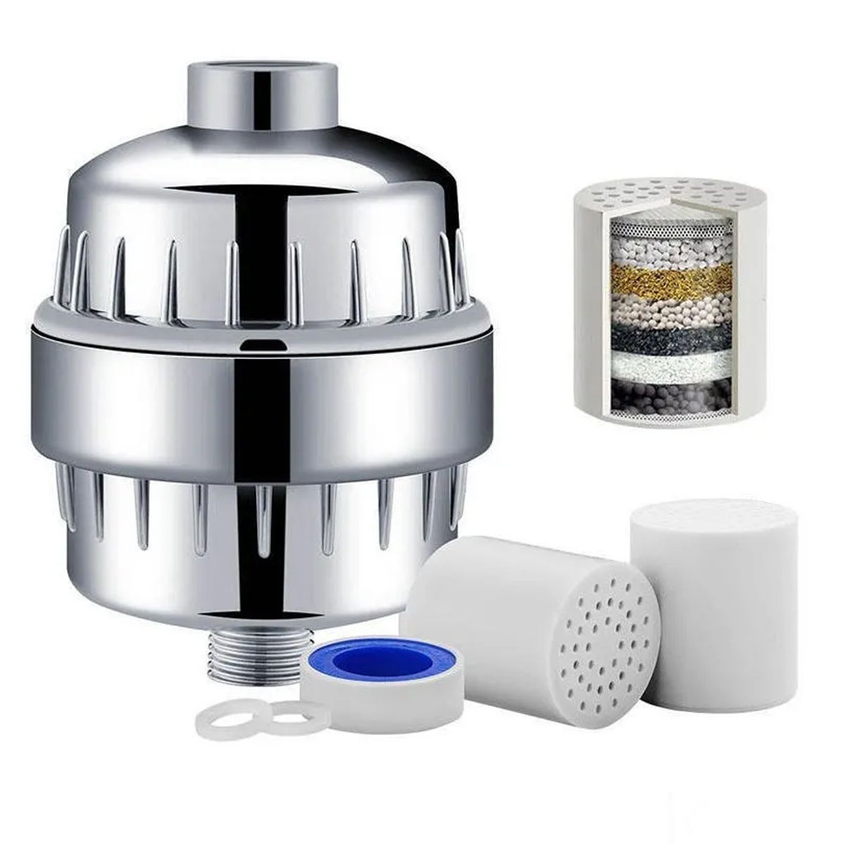 KUANGYE - Purificador De Agua Ducha Con 2 Cartucho De Filtro