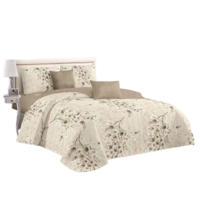 GENERICO - Cubrecama Quilt Verano King - Beige Claveles KFL602