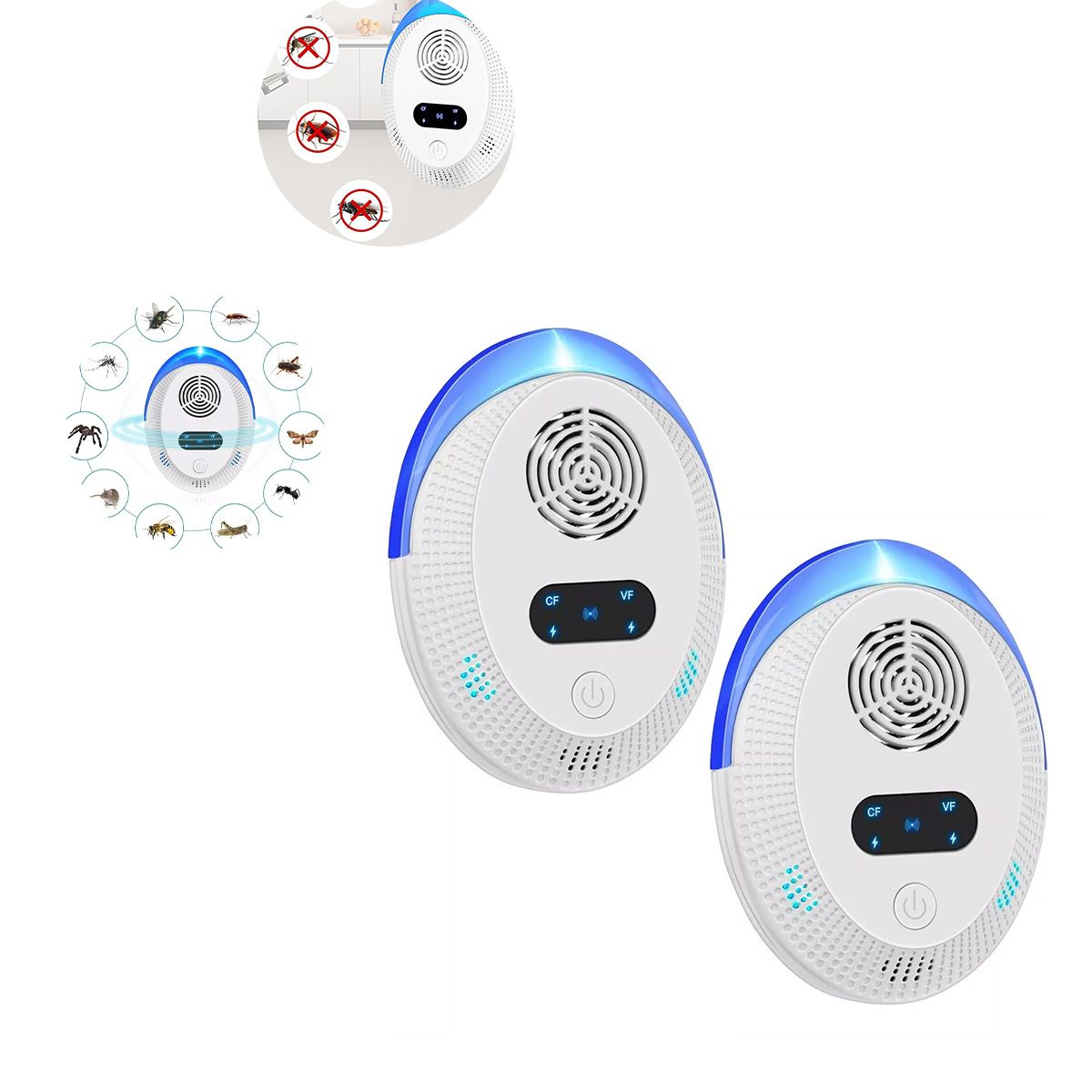 ATURE - 2× Repelente Eléctrico Ultrasonico Ratones Cucaracha Insecto