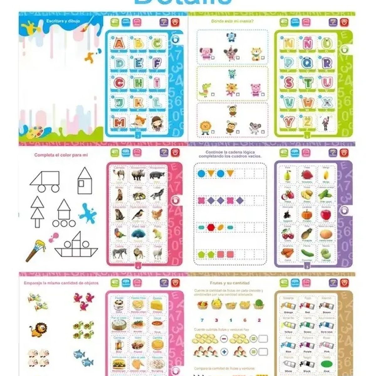 OEM - Libro infantil Interactivo Bilingue, Aprende 150 Palabras ingles-español