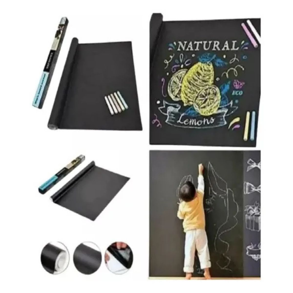 MOVI - Pizarra Adhesiva Negra con tiza