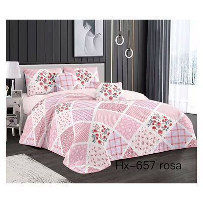 Imagen 2 del producto Cubrecama Quilt Verano King - Rosado Cuadrille Rosas HX657