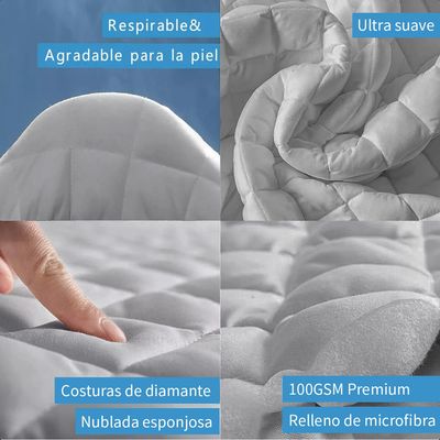 Imagen 2 del producto Cubrecolchón Impermeable Protector Premium Quilt 1.5 Plazas Blanco