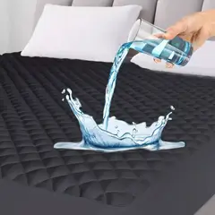 SUPERCENTER - Cubrecolchón Impermeable Protector Premium Quilt 2 Plazas Negro