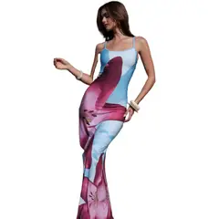 TIOZONEY - Vestido Holgado Con Cuello En V Liso De Manga Corta De Algod - Azul