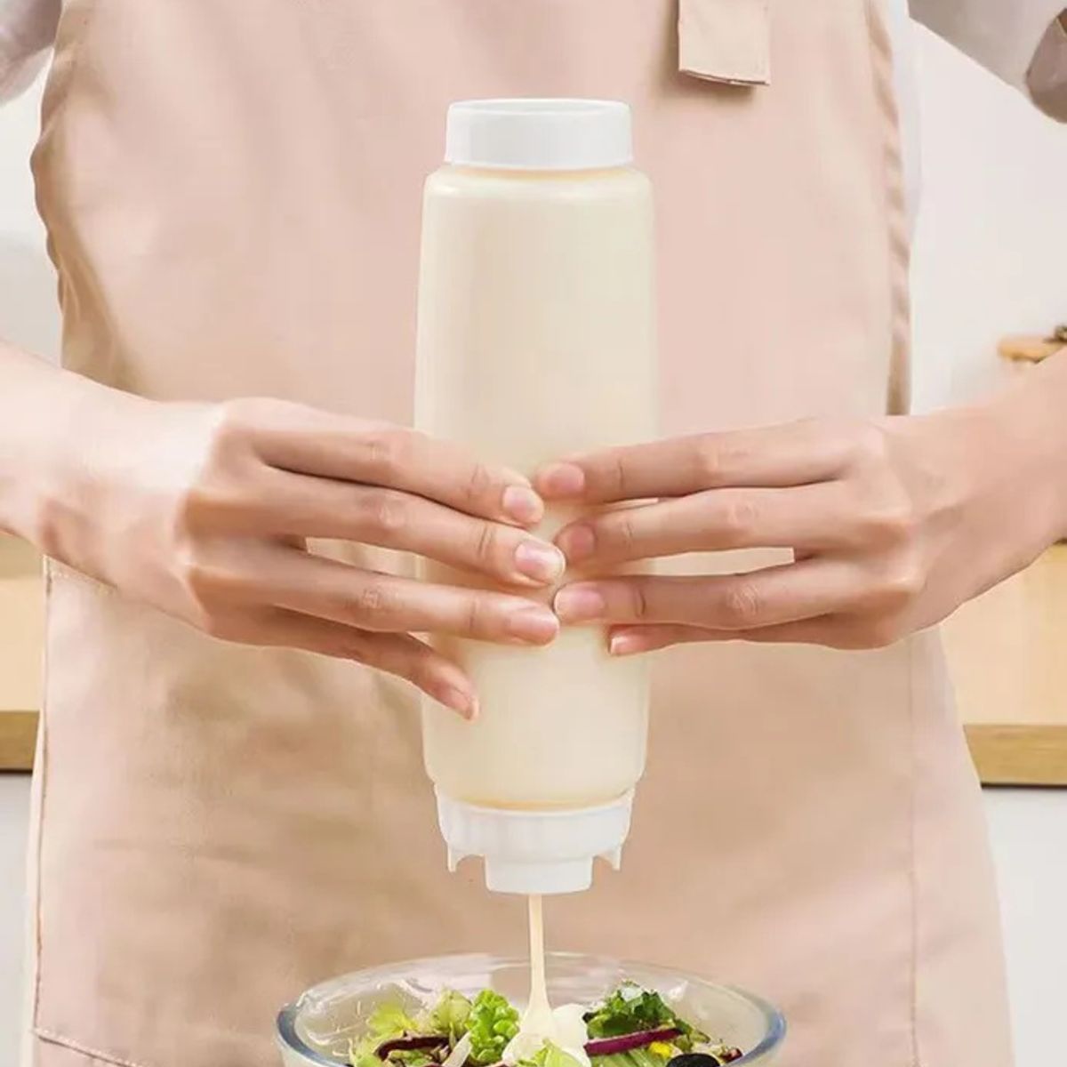 KUANGYE - 3 Botellas Dispensadores Para Aderezos Salsa Mayonesa 400ml