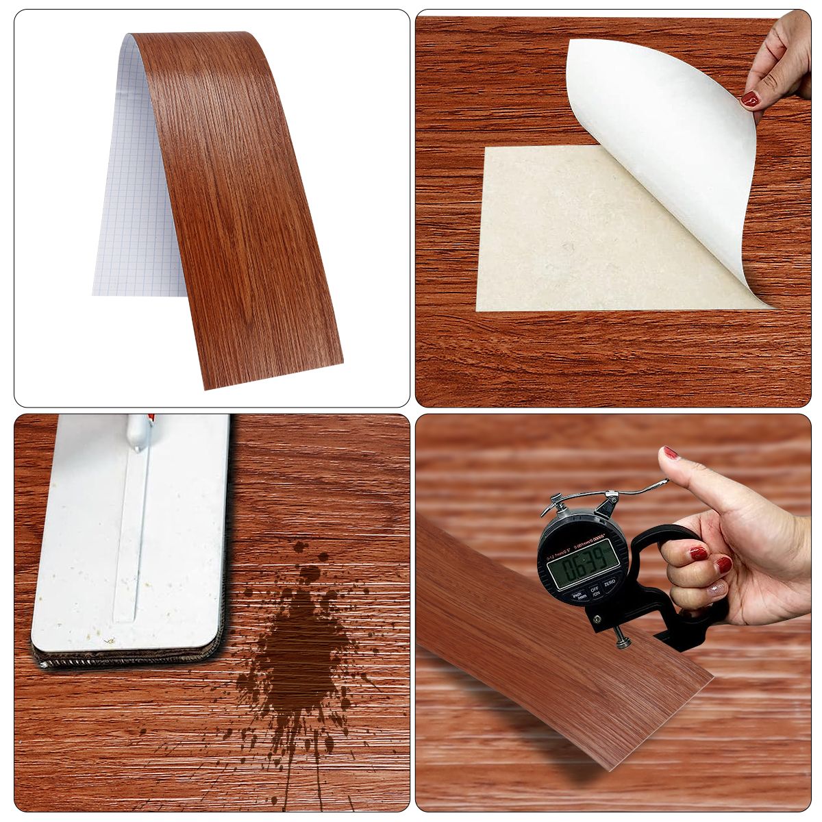 SUPERCENTER - Pack 36 Lamina Pared Madera Vinilico Autoadhesivo Piso 5m² rojo