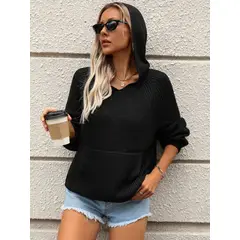 TIOZONEY - Suéter de mujer-Negro