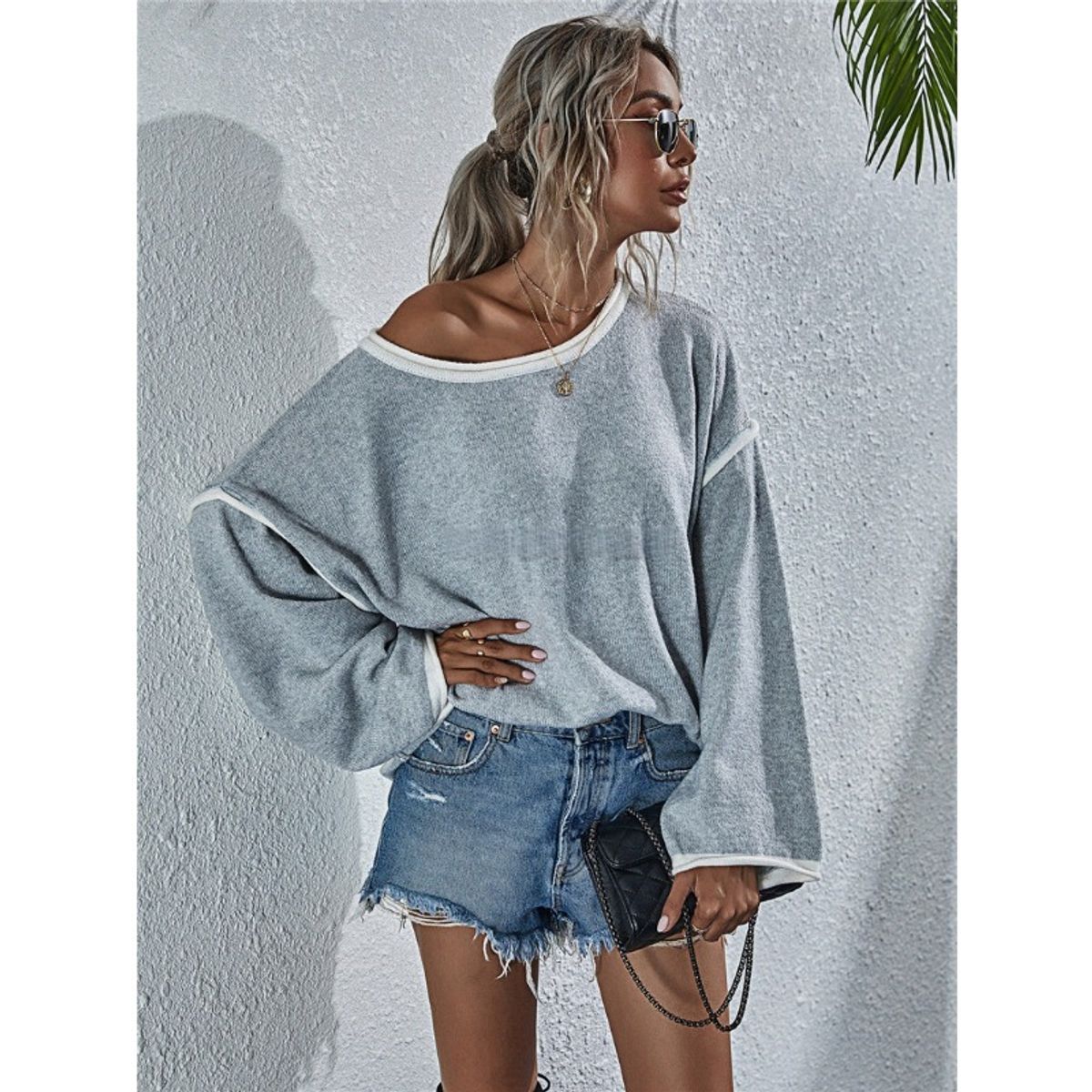 TIOZONEY - Suéter de mujer-Gris