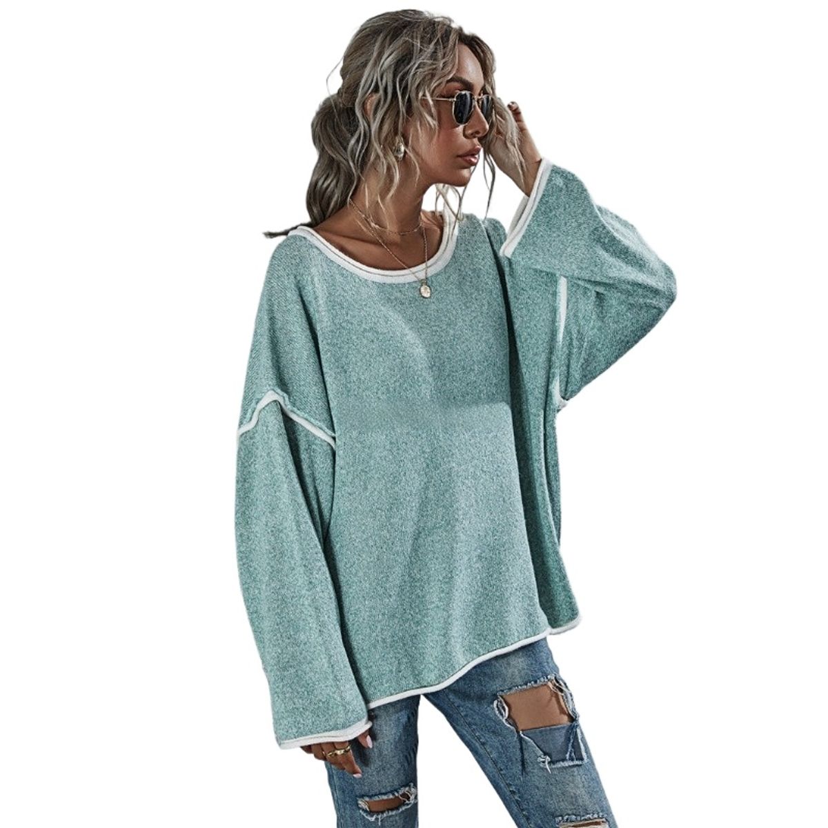 TIOZONEY - Suéter de mujer-Verde