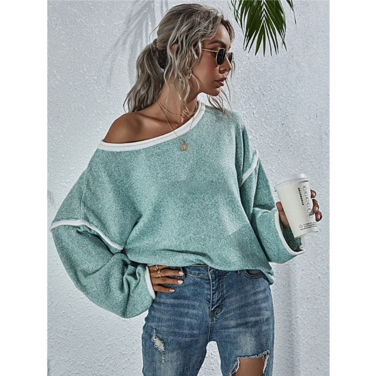 TIOZONEY - Suéter de mujer-Verde