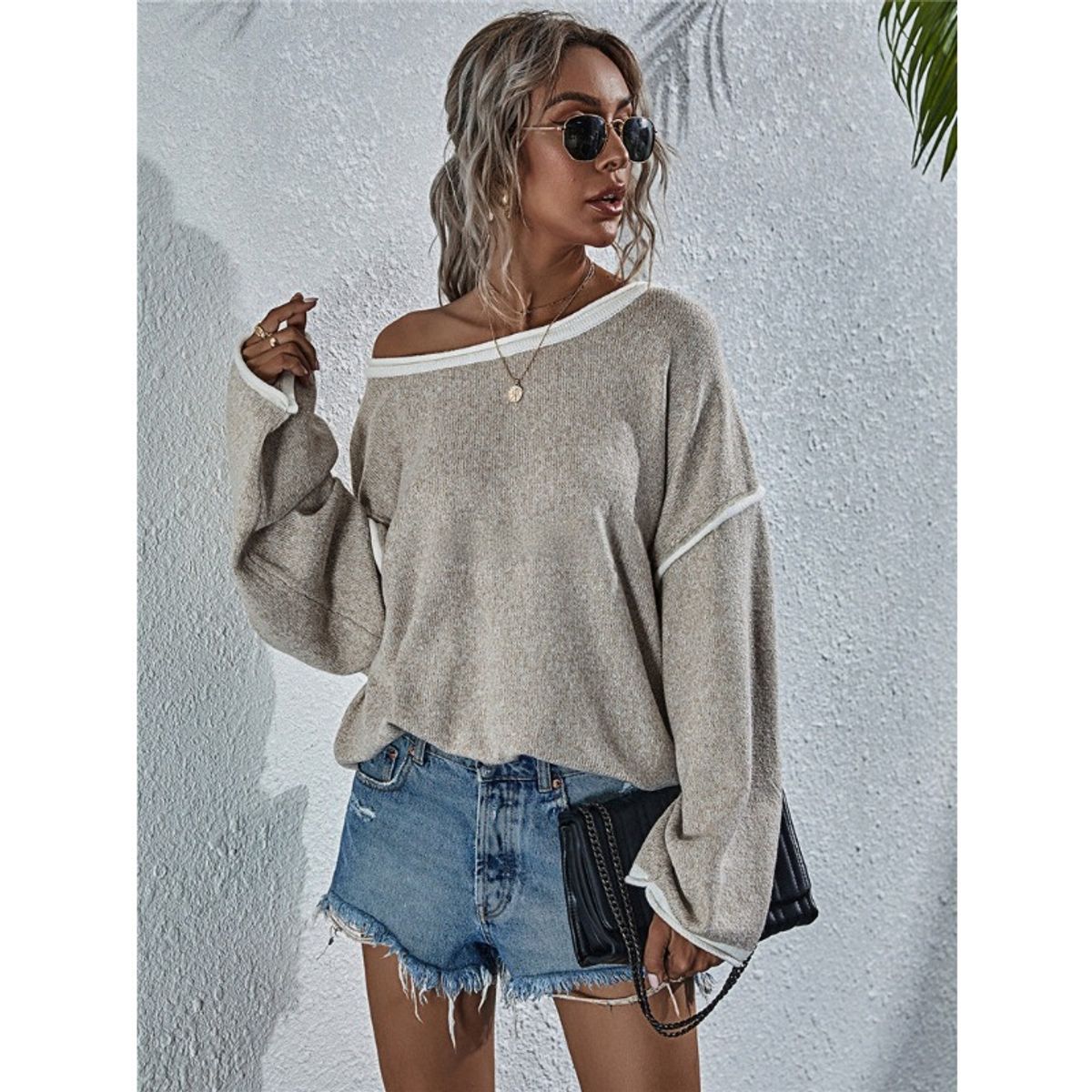 TIOZONEY - Suéter de mujer-Café