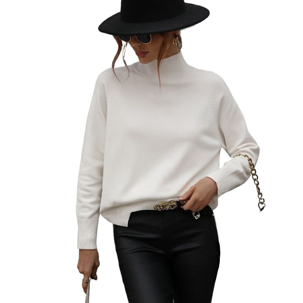 TIOZONEY - Suéter de mujer-Blanco