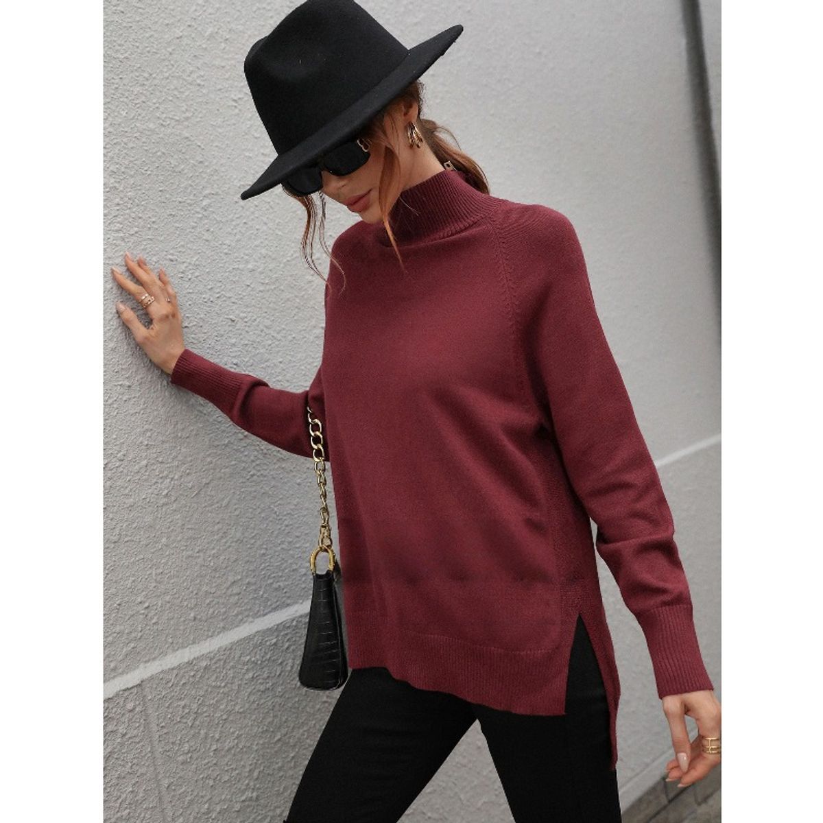 TIOZONEY - Suéter de mujer-Rojo