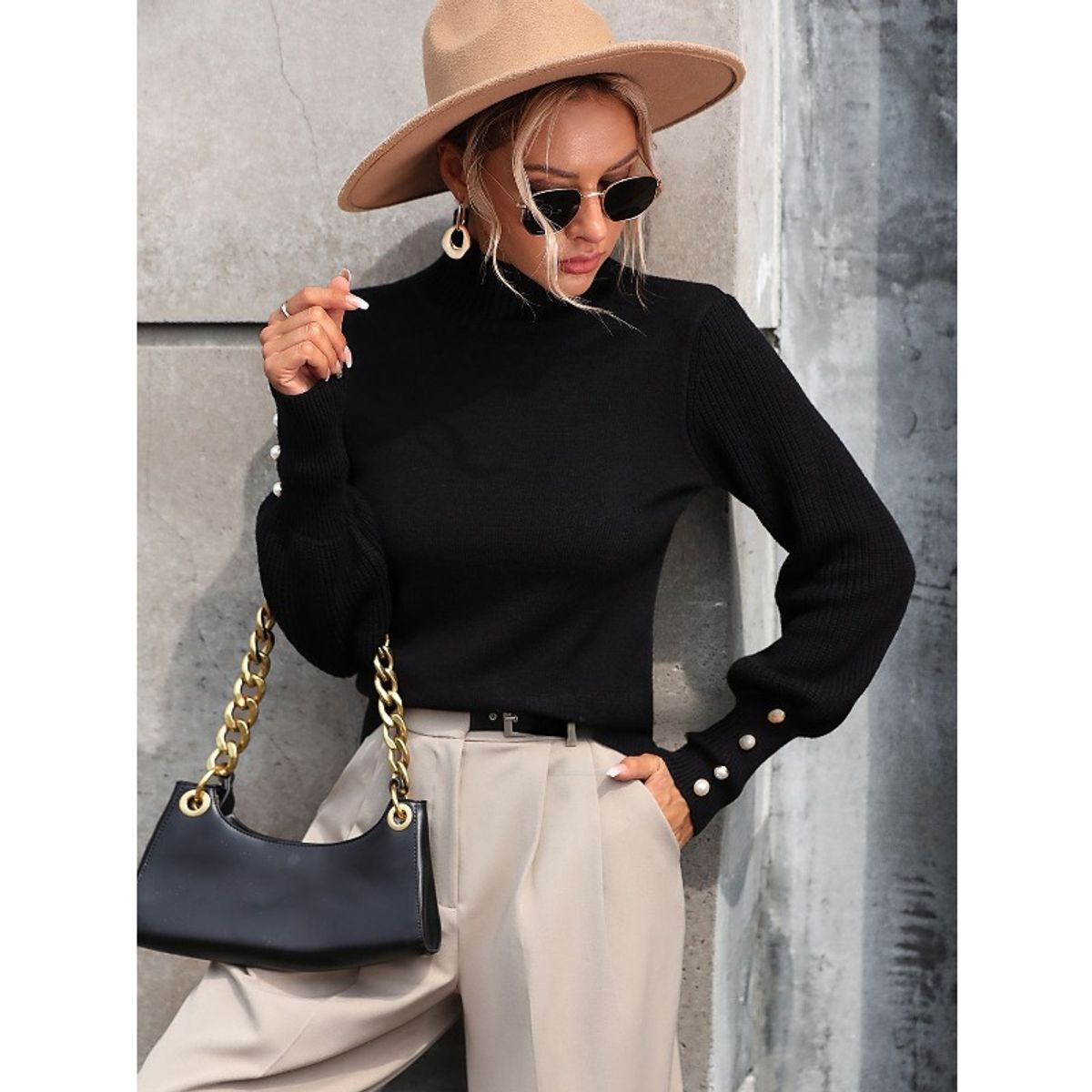 TIOZONEY - Suéter de mujer-Negro