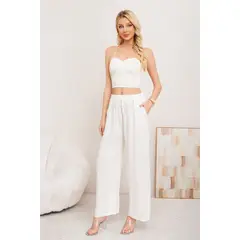 MPROPIA - Pantalon Palazzo Algodon Mujer Tipo Lino Bota Ancha 3002
