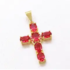 GENERICO - Colgante Cruz Brightness Oro Laminado 18k