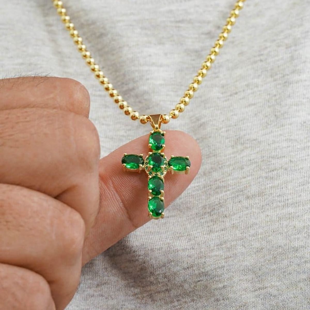 GENERICO - Colgante Cruz Brightness Oro Laminado 18k