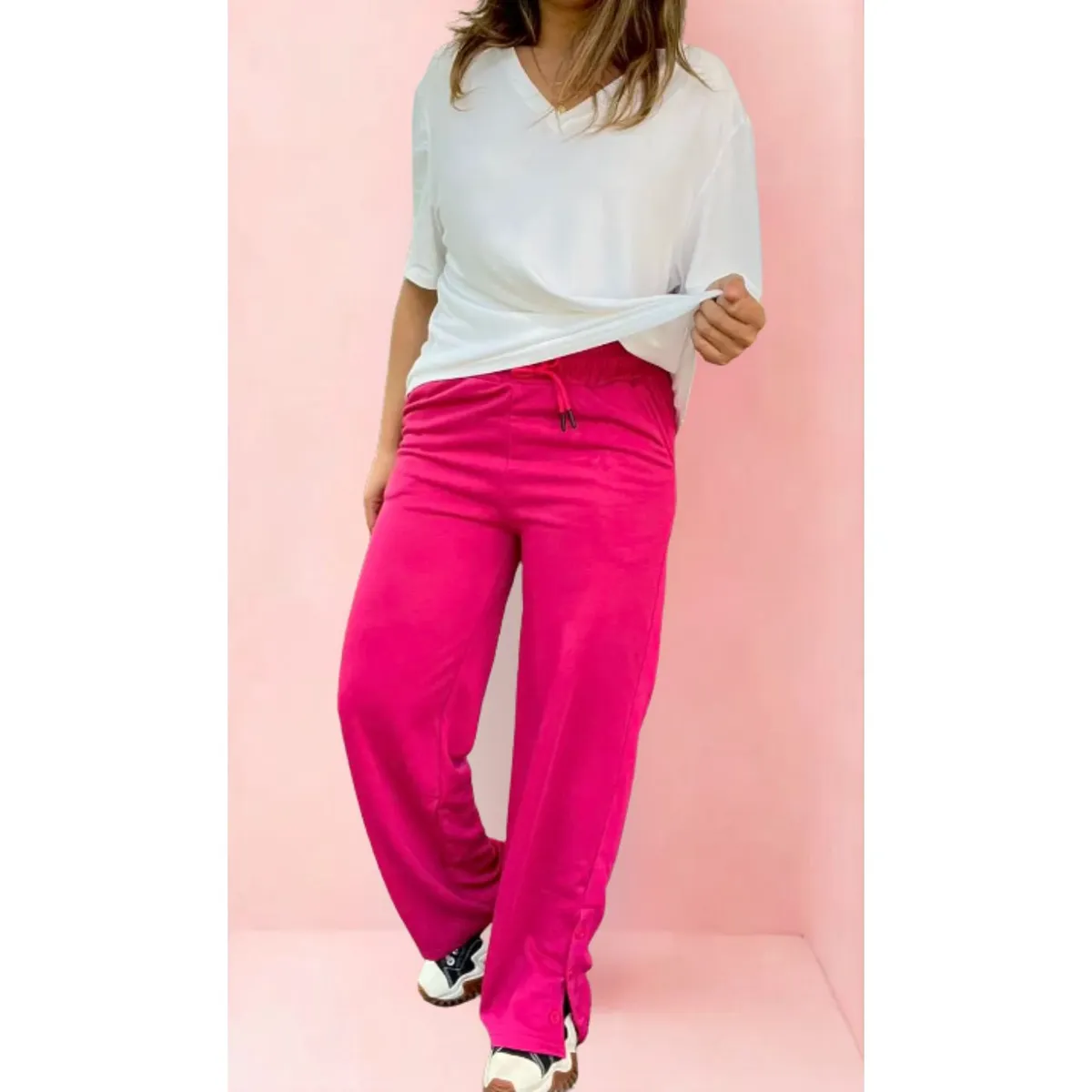 LIKE SHOP - Pantalón Buzo Mujer Algodón Verano Recto Pierna Ancha 7531