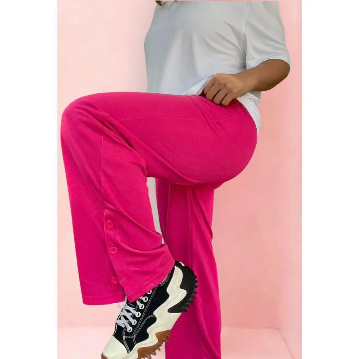 LIKE SHOP - Pantalón Buzo Mujer Algodón Verano Recto Pierna Ancha 7531