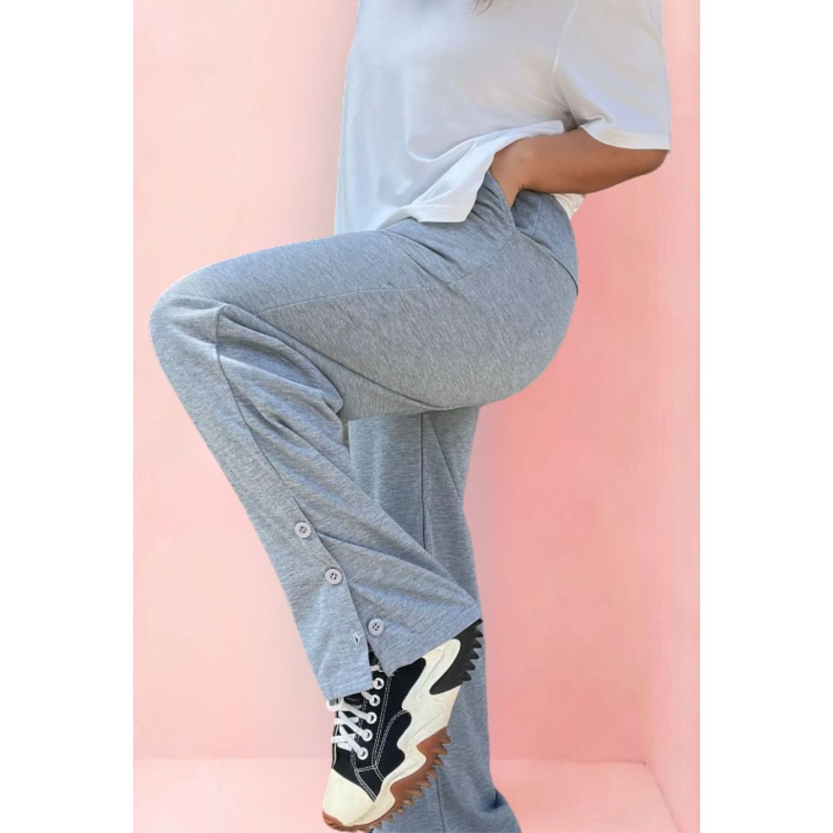 LIKE SHOP - Pantalón Buzo Mujer Algodón Verano Recto Pierna Ancha 7531