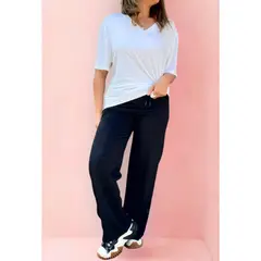 MPROPIA - Pantalón Buzo Mujer Algodón Verano Recto Pierna Ancha 7531