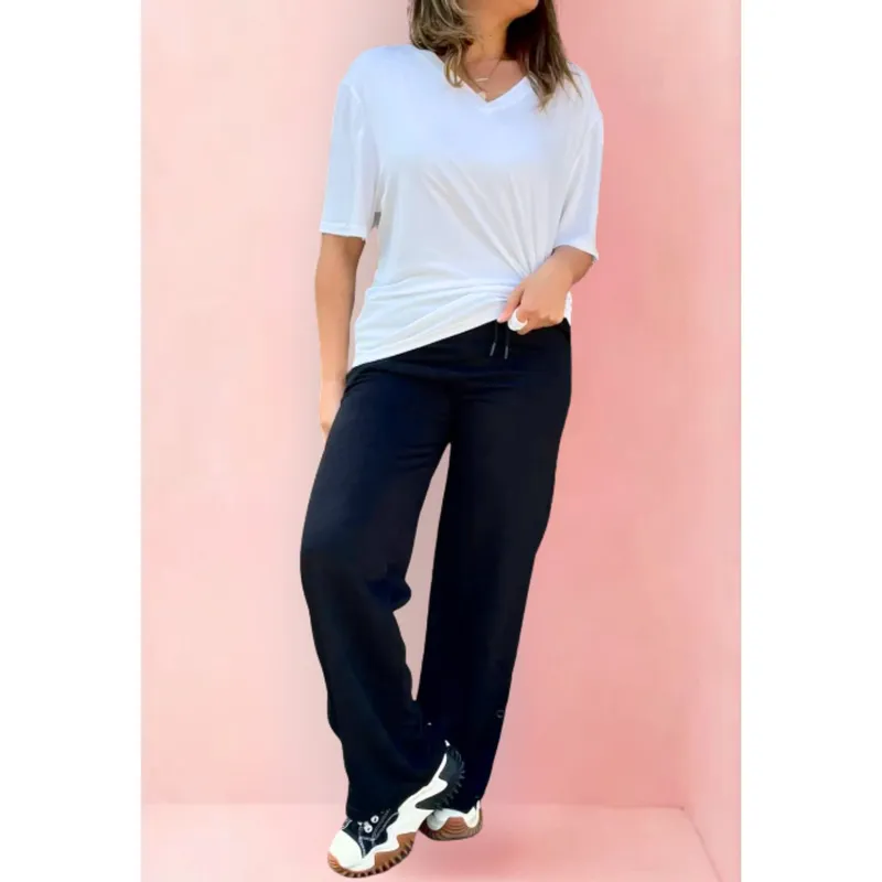 MPROPIA - Pantalón Buzo Mujer Algodón Verano Recto Pierna Ancha 7531