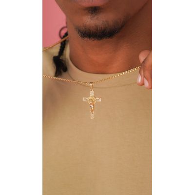 Imagen 2 del producto Colgante cruz san Benito oro laminado 18k