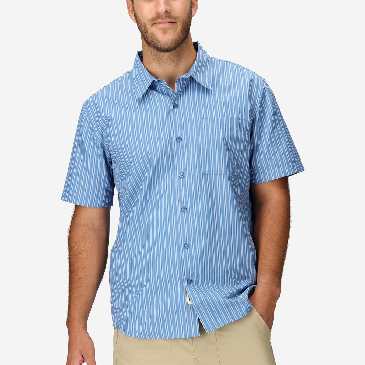 MARMOT - Camisa Hombre Arex Upf40 Novelty Ss Celeste Marmot