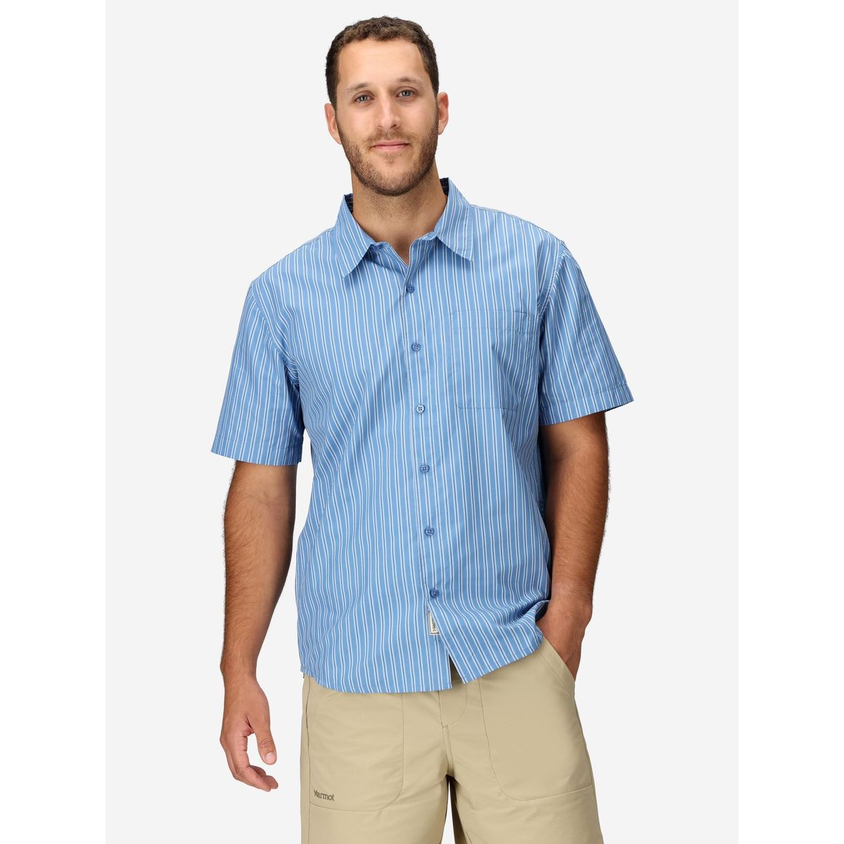 MARMOT - Camisa Hombre Arex Upf40 Novelty Ss Celeste Marmot