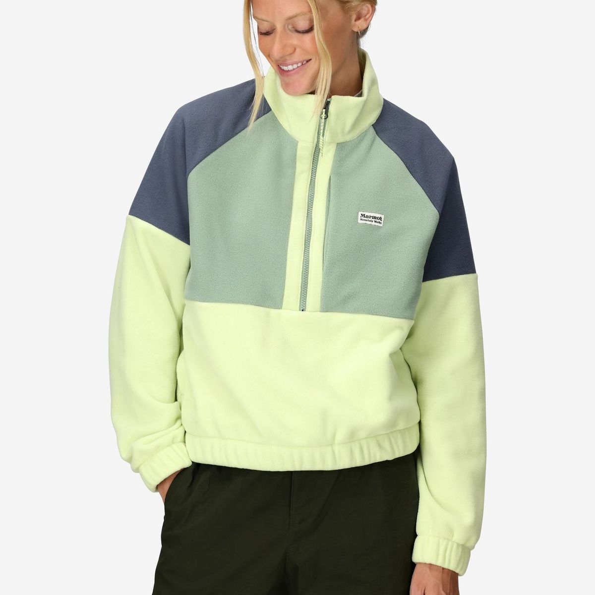 MARMOT - Polar Mujer Retro Rocklin Half Zip Verde Marmot