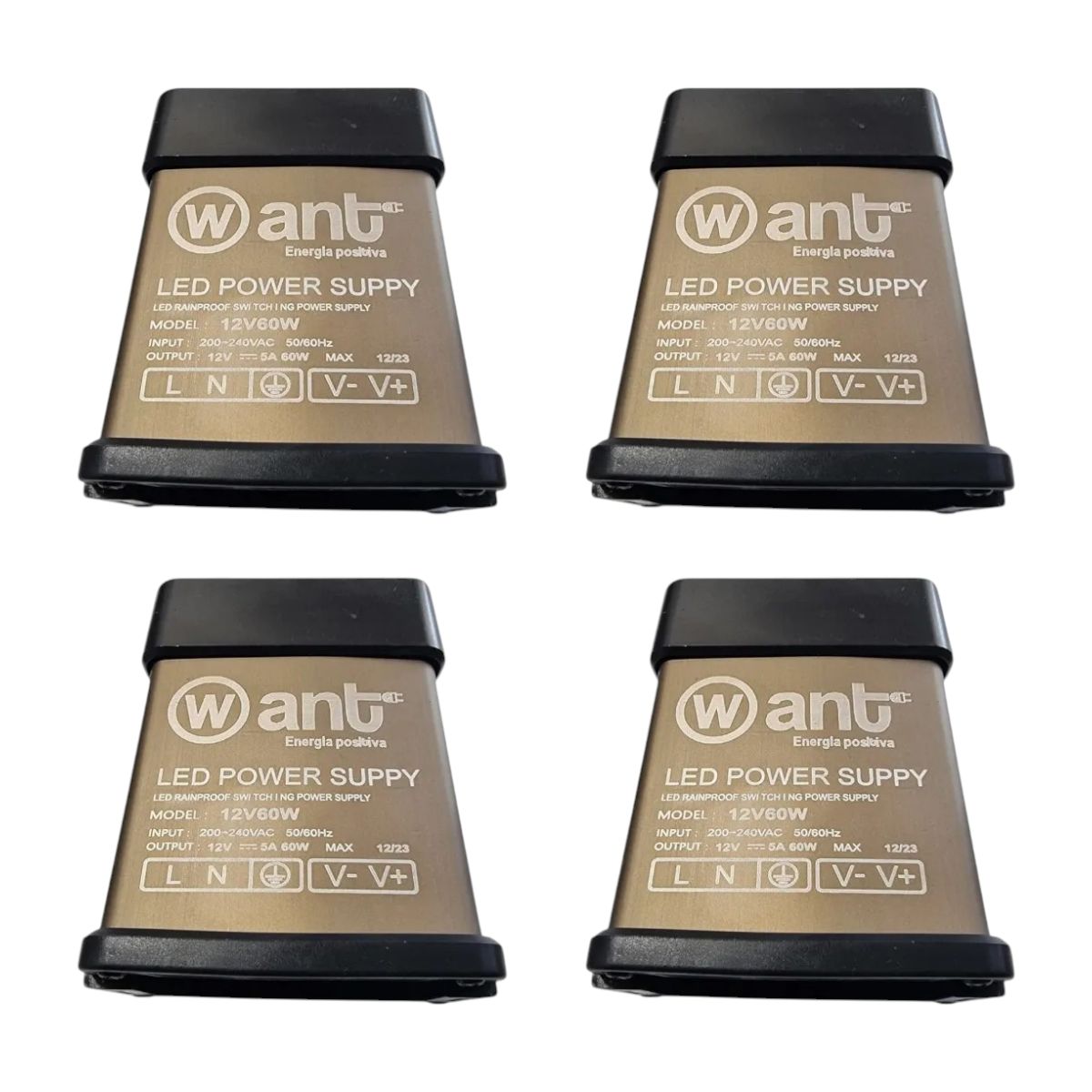 WANT - 4 Fuentes de Poder 12V 5A 60W IP44 Lluvia