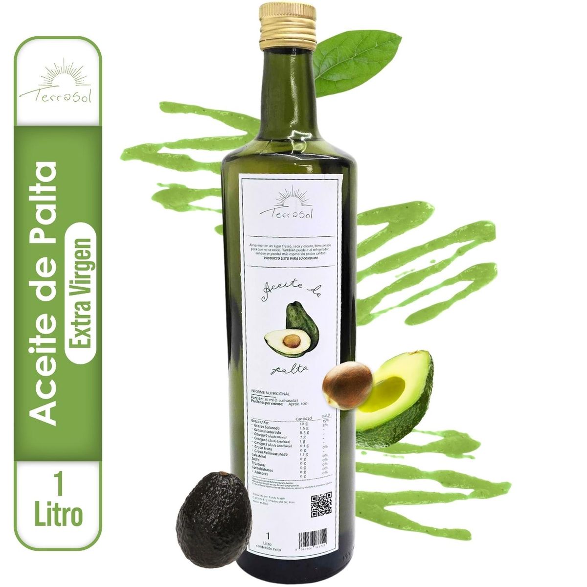 GENERICO - Aceite de Palta Comestible 100% Natural Terrasol 1 Litro