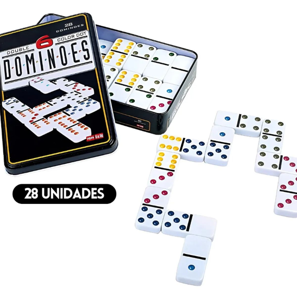 GENERICO - Dominó Doble De 6 Puntos De Color Juego De 28 Piezas