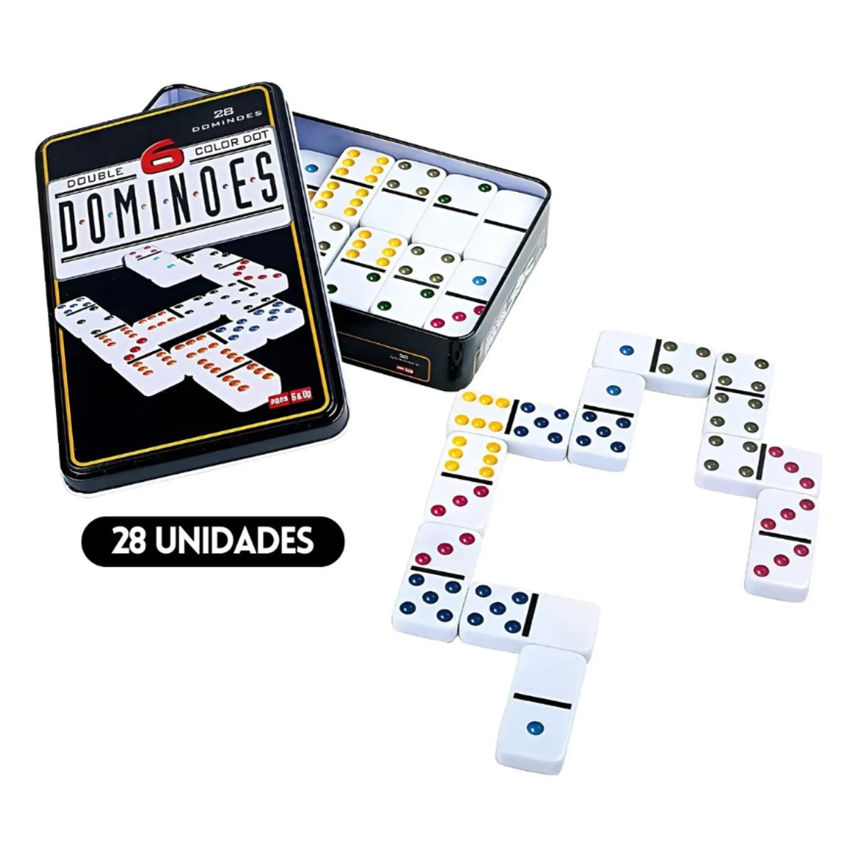 GENERICO - Dominó Doble De 6 Puntos De Color Juego De 28 Piezas
