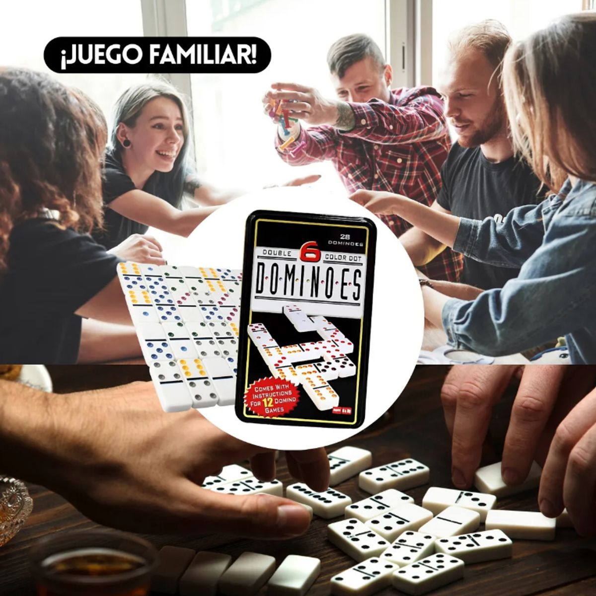 GENERICO - Dominó Doble De 6 Puntos De Color Juego De 28 Piezas