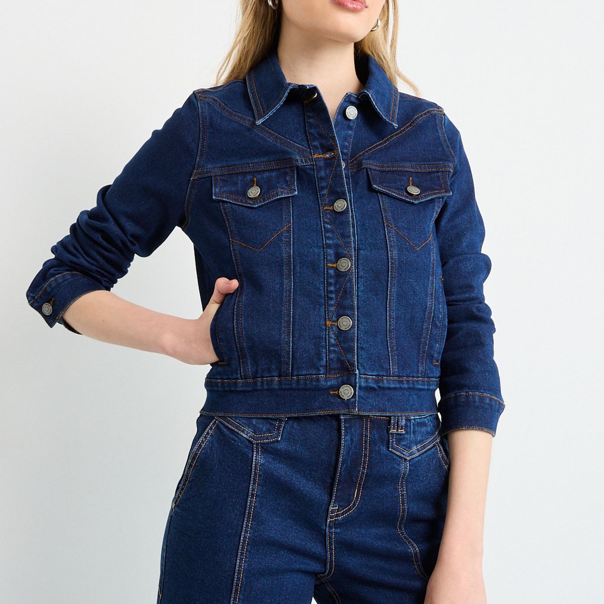 IO - Chaqueta Mezclilla Mujer Azul Io