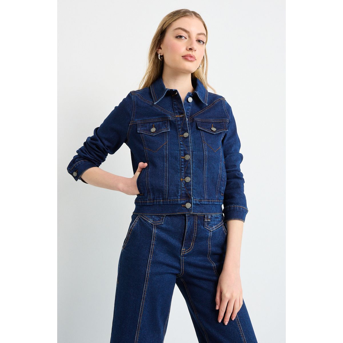 IO - Chaqueta Mezclilla Mujer Azul Io