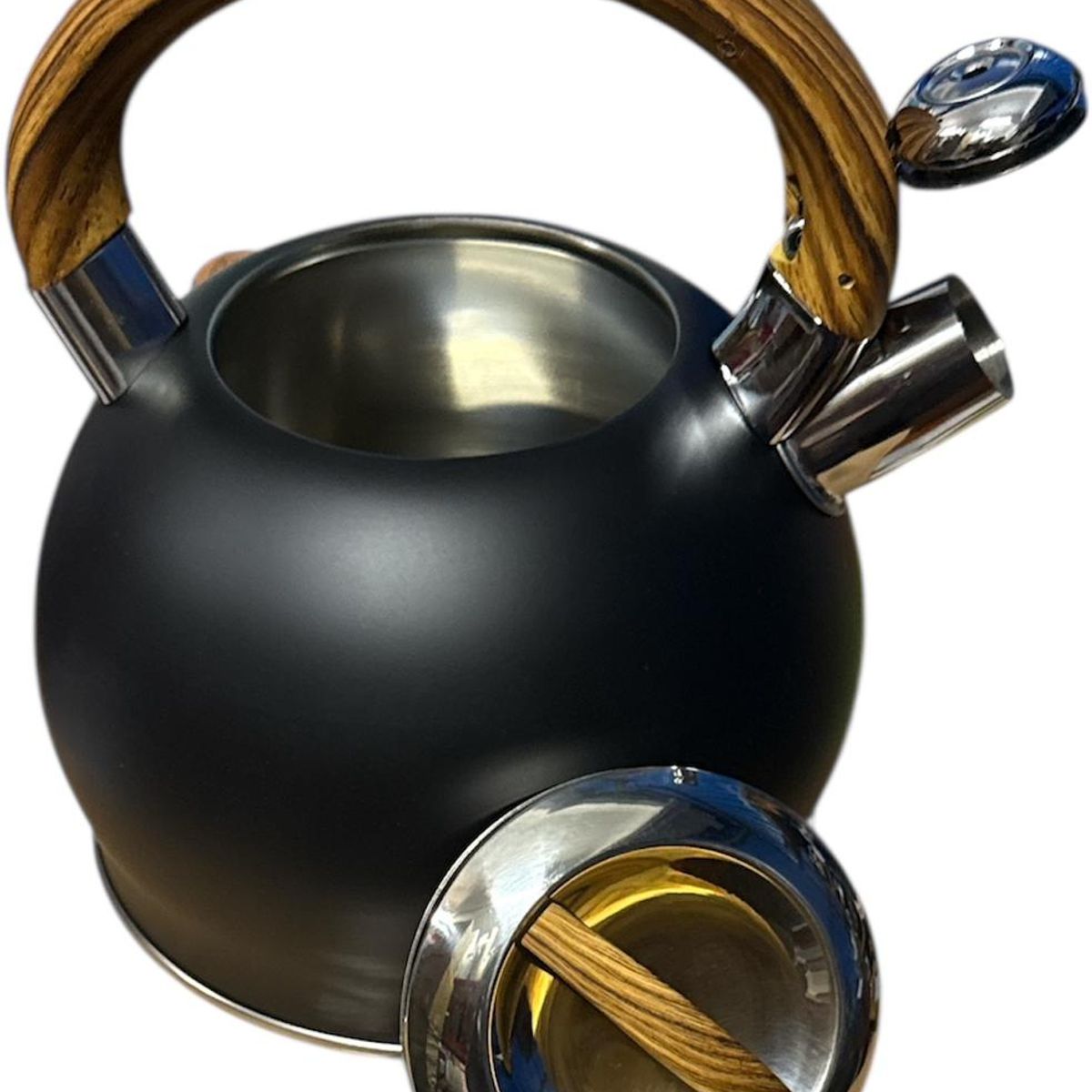 GENERICO - Tetera Con Silbato Acero Inoxidable 2,5 Litros Mango De Madera