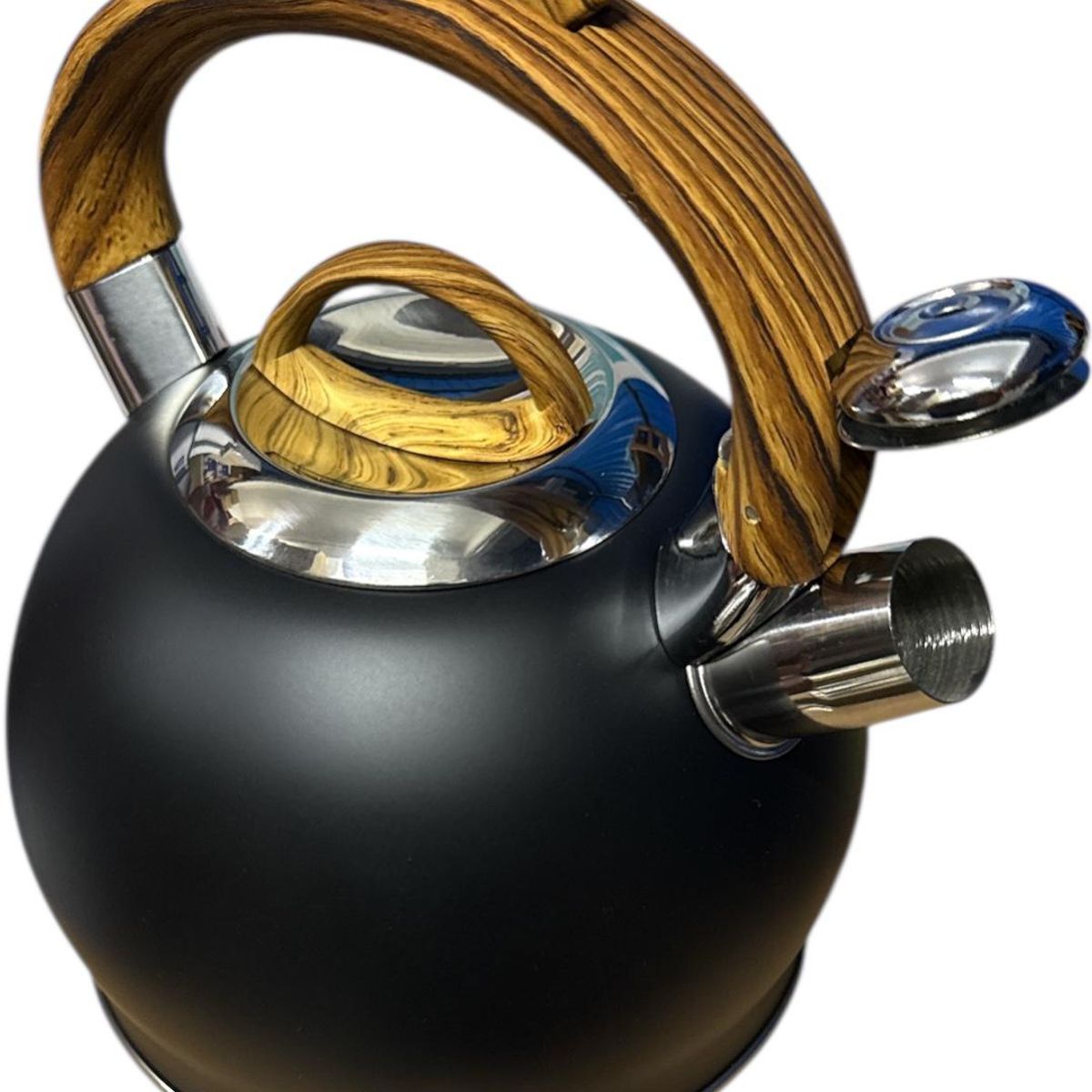 GENERICO - Tetera Con Silbato Acero Inoxidable 2,5 Litros Mango De Madera