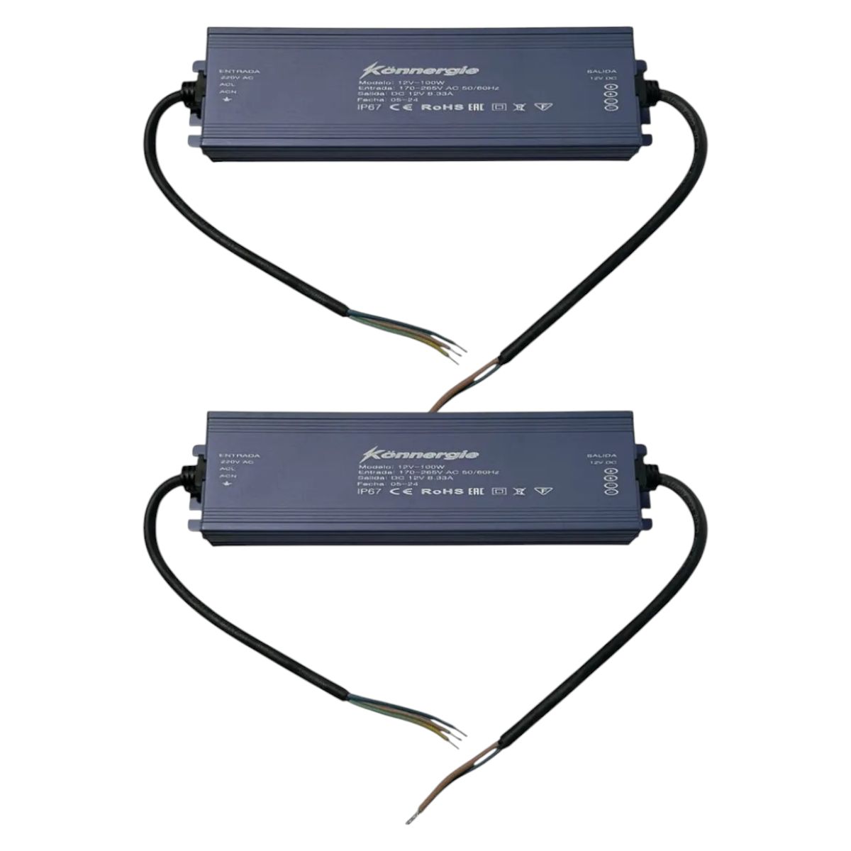 GENERICO - 2 Fuentes de Poder 12V 8.33A 100W IP67 Hermética