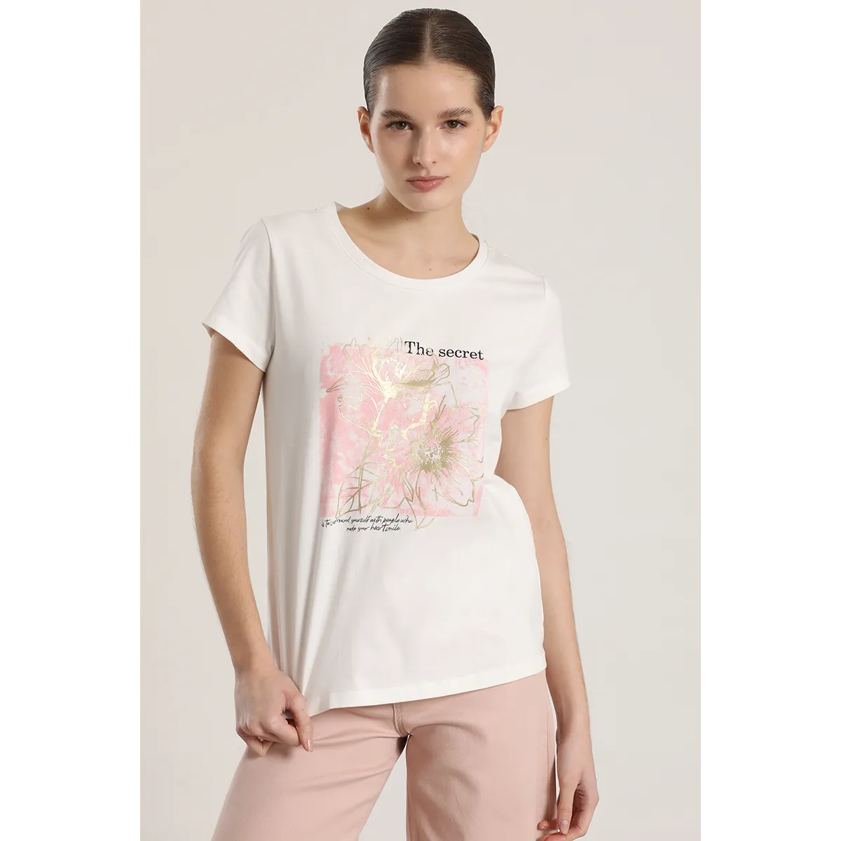 LIOLA - Polera estampado flores liola mujer crudo