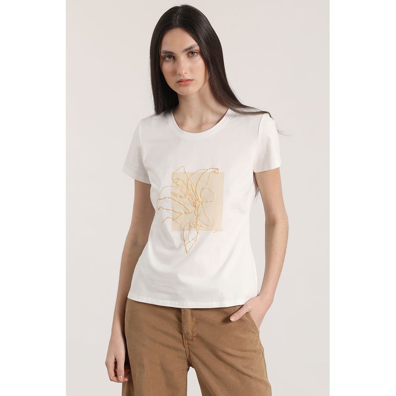 LIOLA - Polera estampado flor liola mujer crudo