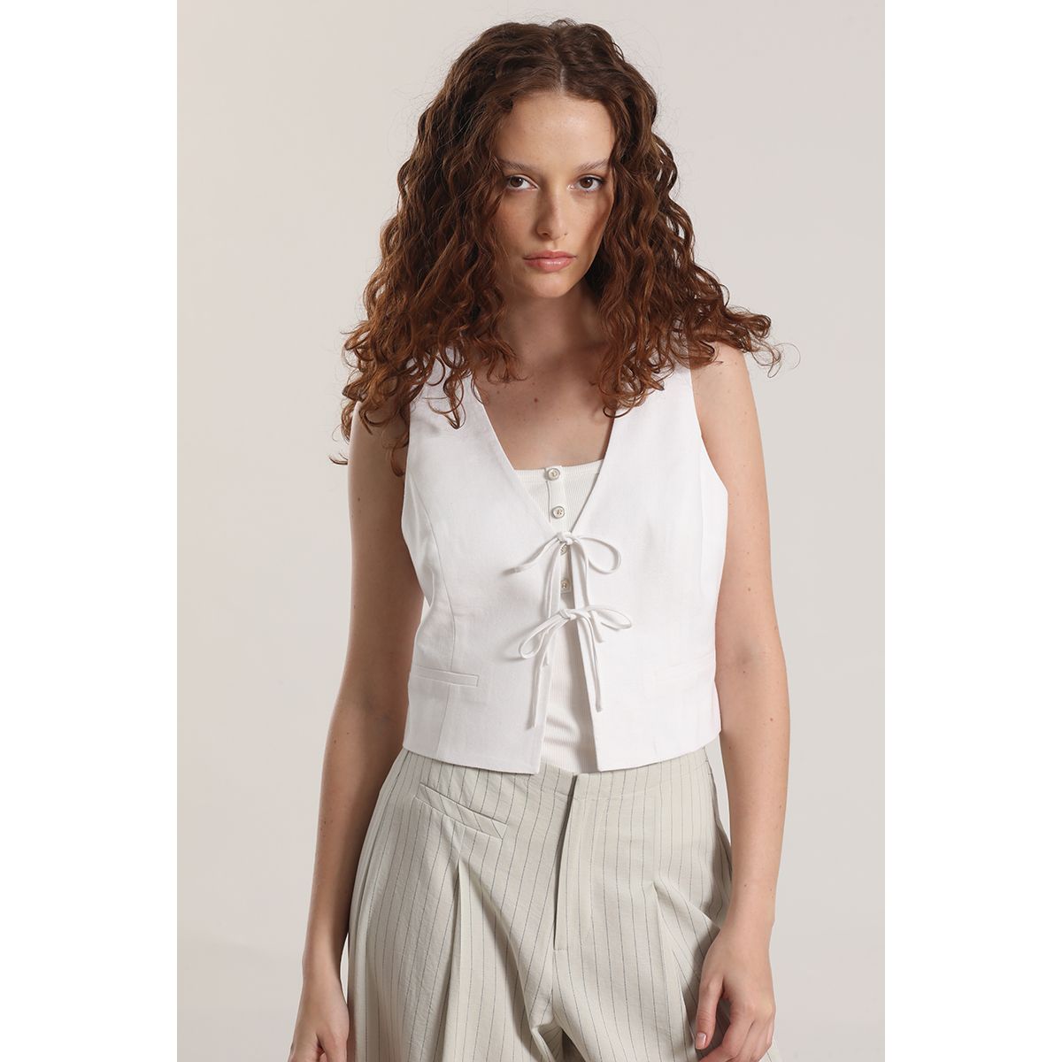 LIOLA - Chaleco lino liola mujer crudo