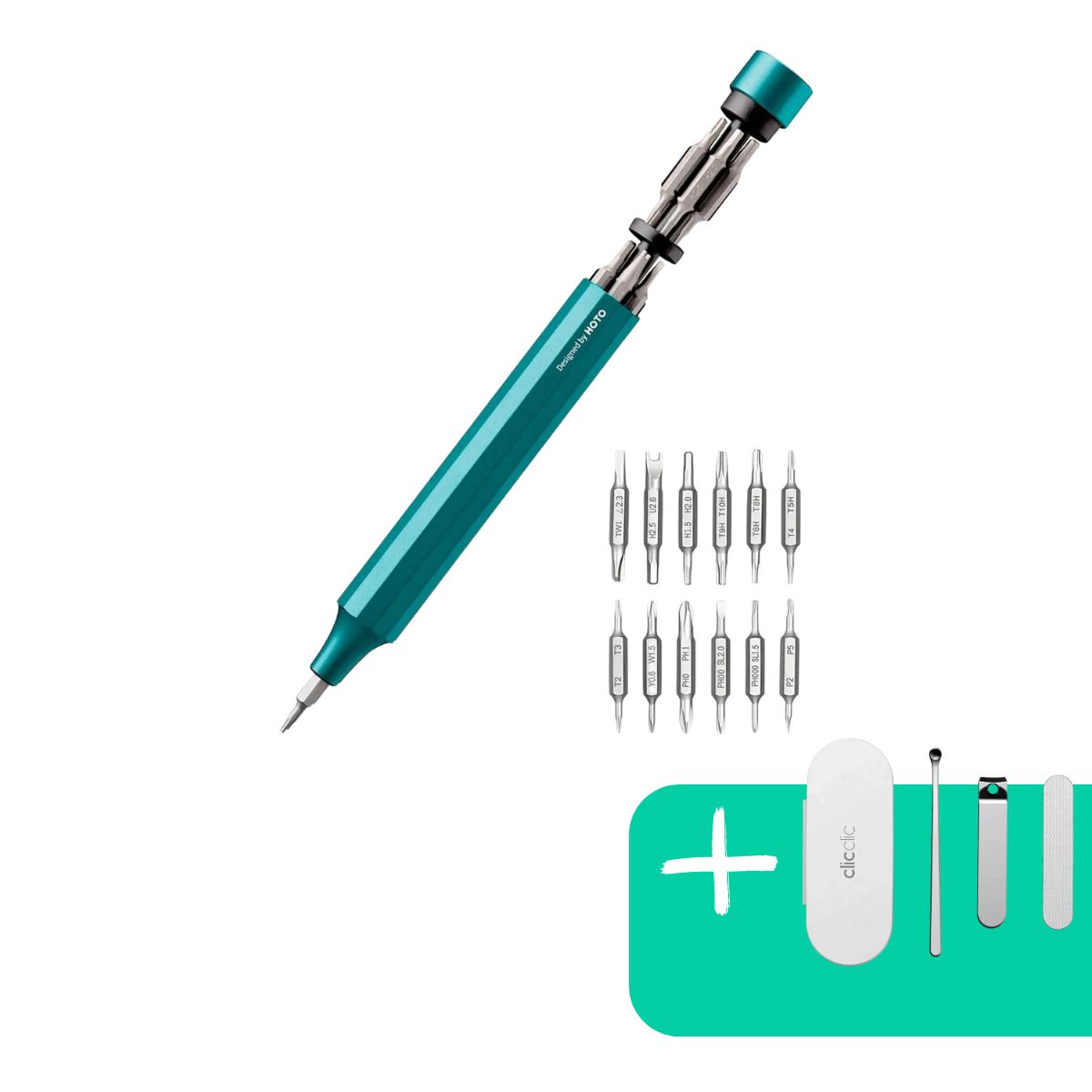 HOTO - HOTO Destornillador de Precisión 24-1 Verde + Set Corta uñas