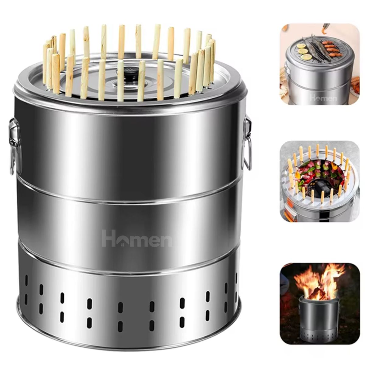 HOMEN - Parrilla De Carbón Barbacoa Para Anticuchos Sin Humo