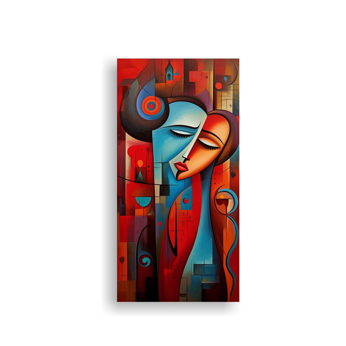 GENERICO - Cuadro Abstracto Parejas En Color Arte Moderno 70x140 Cm